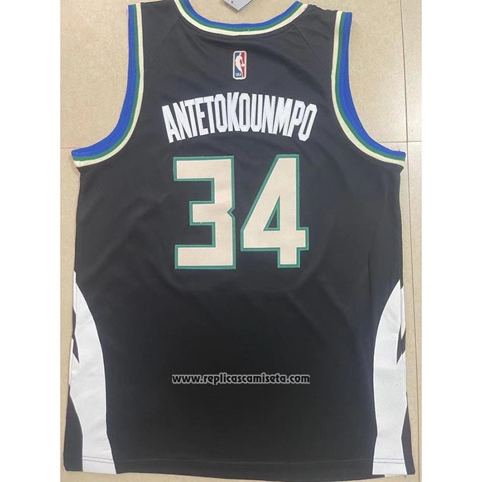 Camiseta Milwaukee Bucks Giannis Antetokounmpo #34 Statement 2022-23 Negro